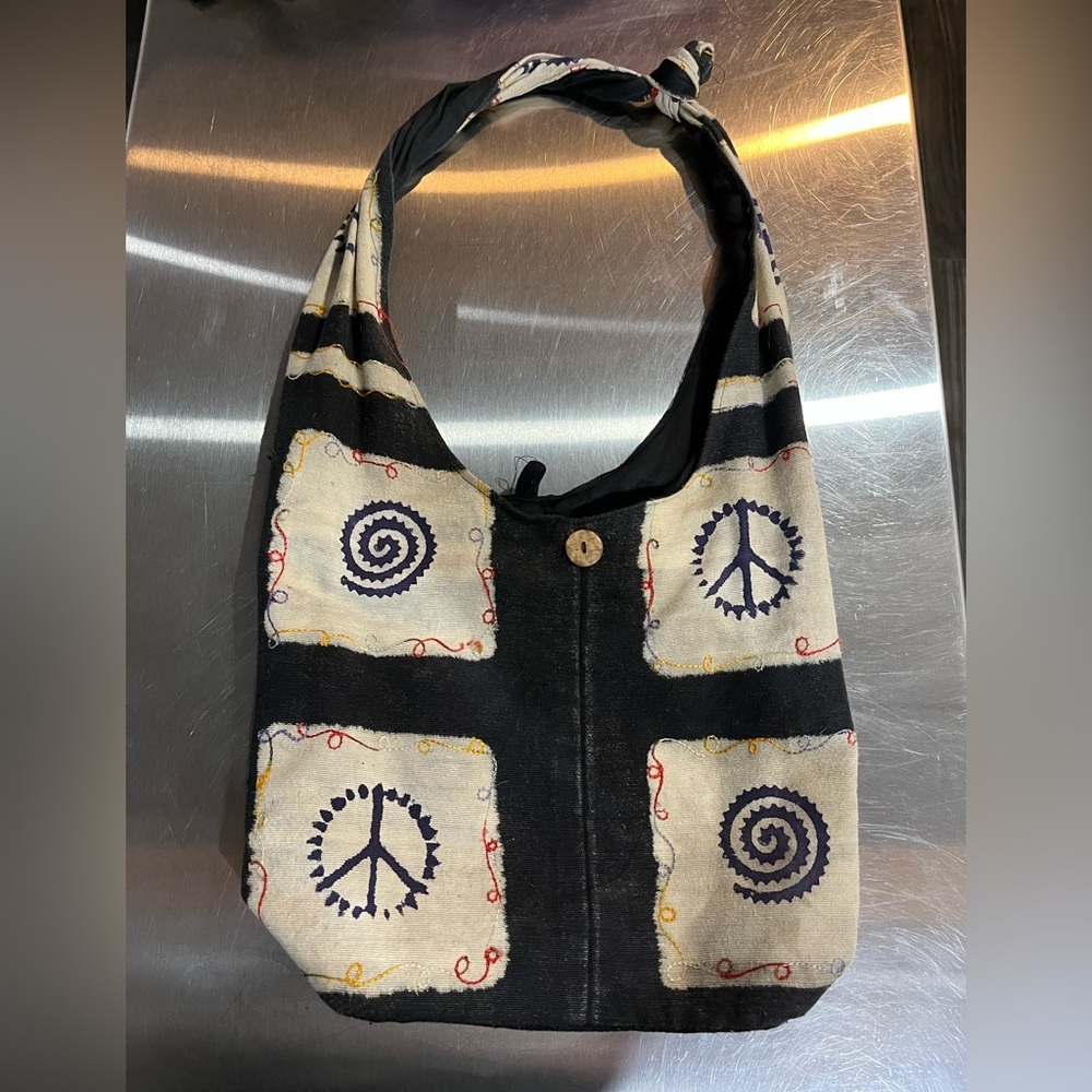 Bohemian Black and Cream Shoulder Bag